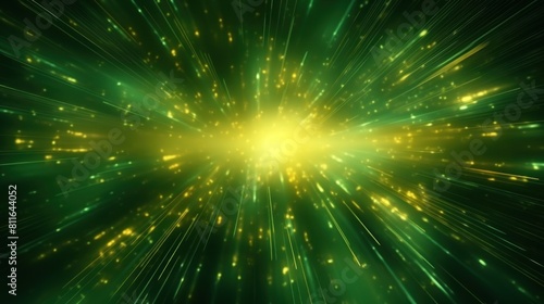 green and yellow light effects that shine brightly, creating a kind of explosion and energy-emitting effect