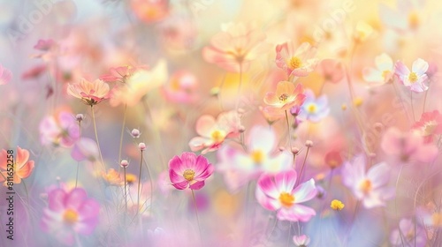 Blur of delicate flowers in pastel colors for background © usman