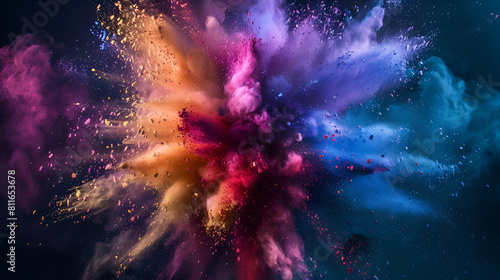 Colorful abstract background with light and color effects  dreamlike composition  colorful explosions  abstract colored dust explosion on a black background  abstract powder splatted background