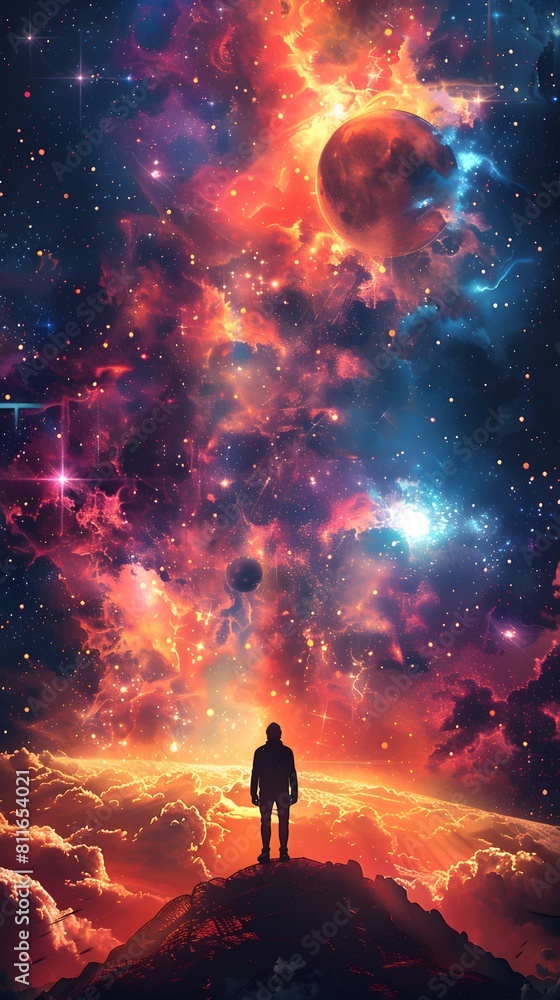 A Solitary Figure Gazes Upon the Awe-Inspiring Splendor of the Cosmos