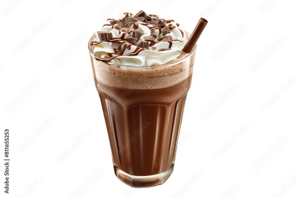 Delicious chocolate milkshake isolated on transparent background Delicious chocolate milkshake isolated on transparent background