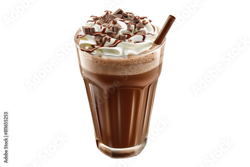 Delicious chocolate milkshake isolated on transparent background