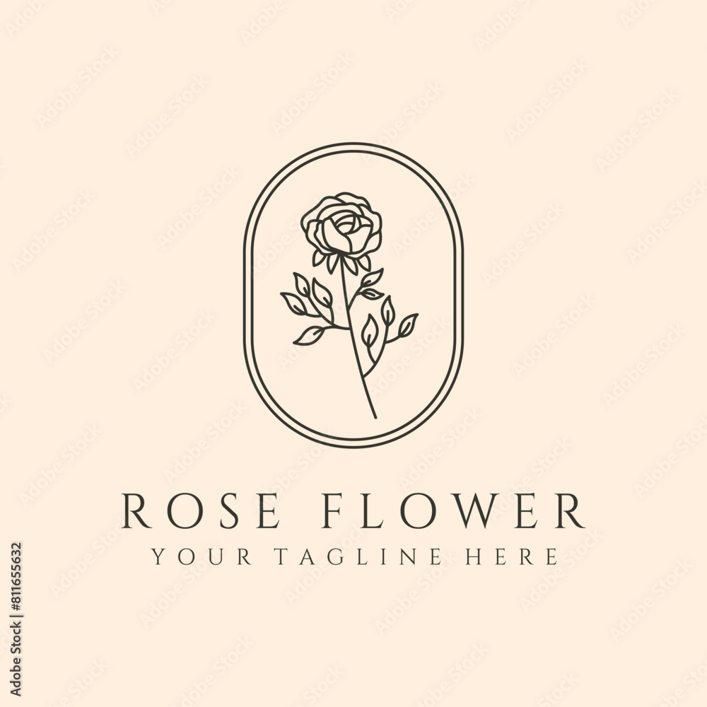 rose flower botanical line art logo vector symbol illustration design rose flower botanical line art logo vector symbol illustration design