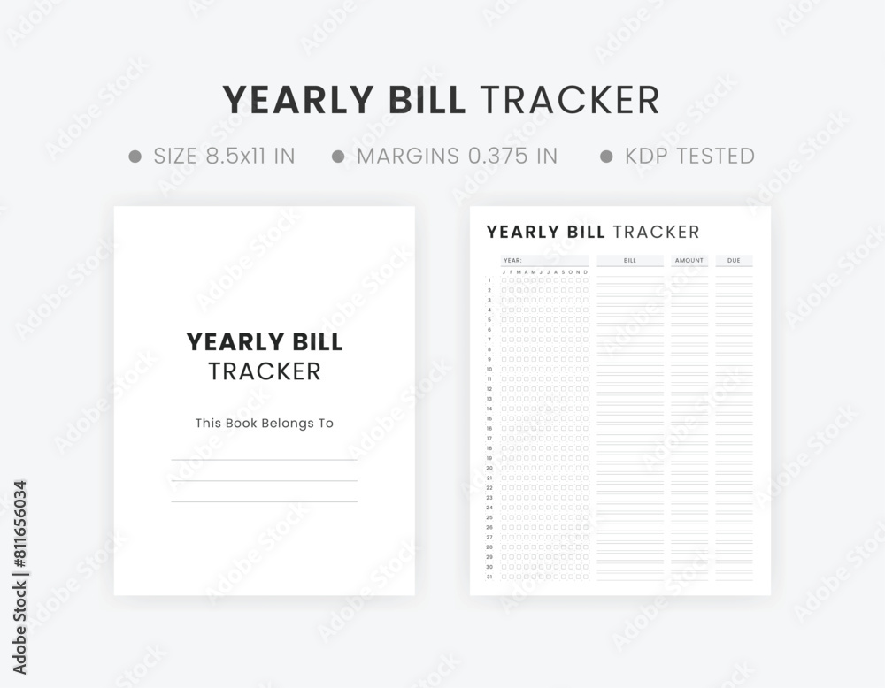 Printable Yearly Bill Tracker Template, Bill Payment Checklist Notebook, Bill Organizer, Finance Planner Printable Yearly Bill Tracker Template, Bill Payment Checklist Notebook, Bill Organizer, Finance Planner