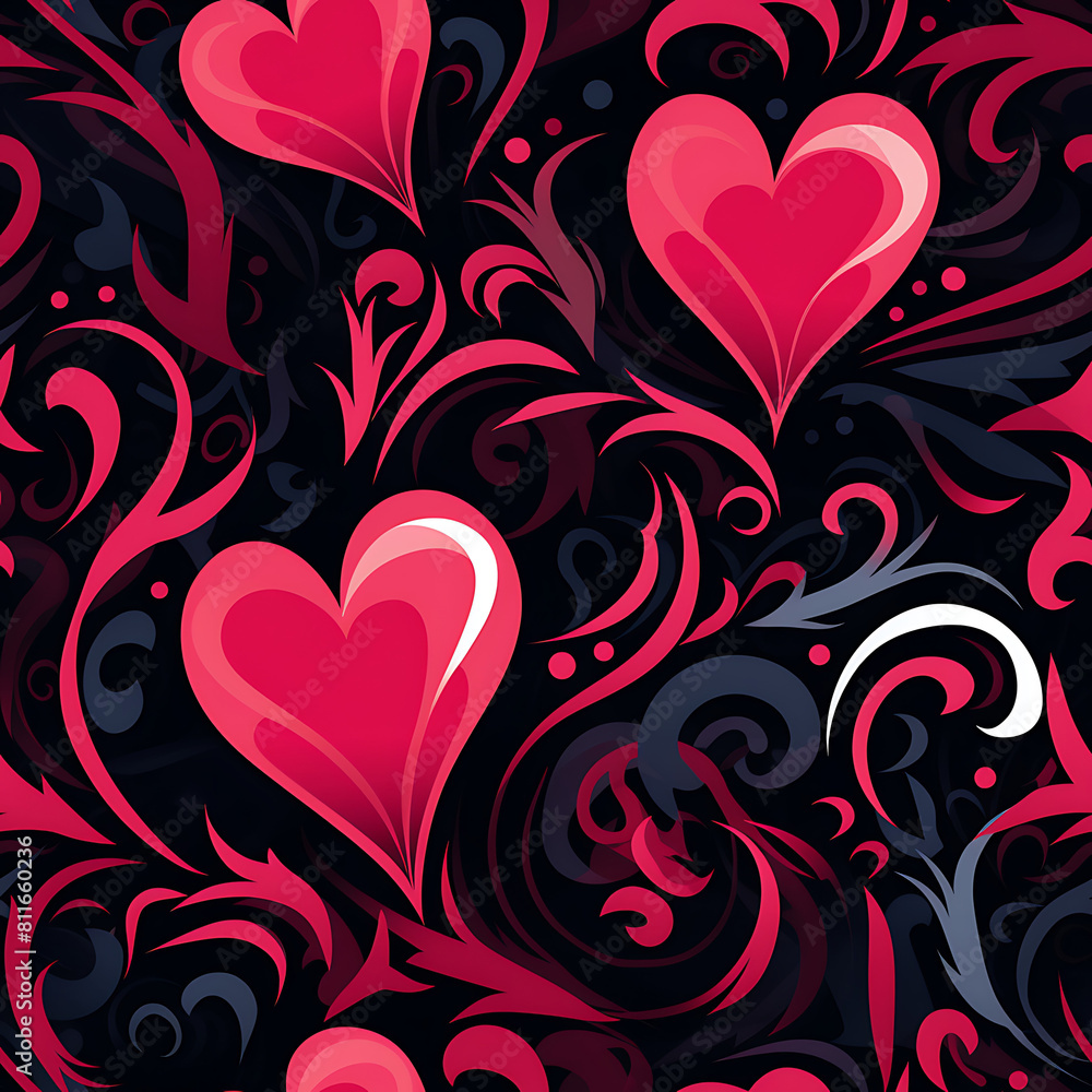 Heart digital art seamless pattern, the design for apply a variety of graphic works