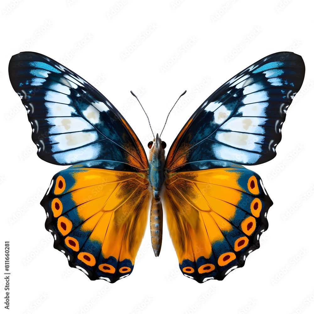Beautiful blue yellow butterfly. Generative AI. Beautiful blue yellow butterfly. Generative AI.