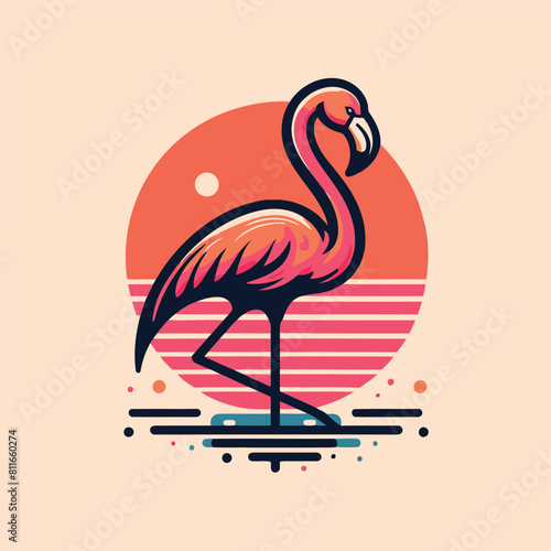 Flamingo bird illustration design on background
