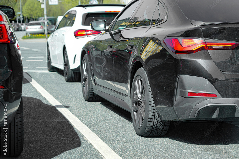 Cars in a traffic jam on the road. Automotive industry. Cars in a traffic jam on the road. Automotive industry.