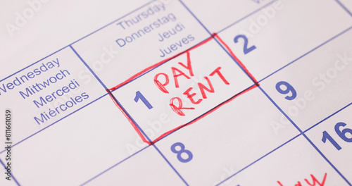 фотографія Rent Pay Due Date In Calendar