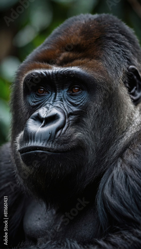 Dominant Primate, Beautiful Portrait of a Male Gorilla on Black © xKas