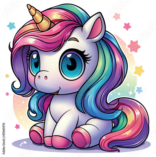 Cute Cartoon Sitting Unicor...