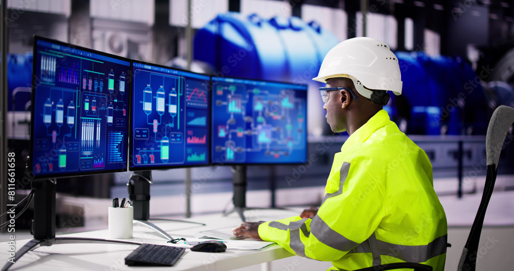 Fototapeta premium Engineer Operator Using Scada System