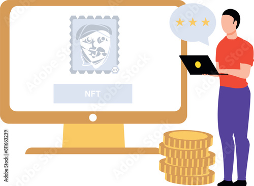 Guy is buying NFT online.