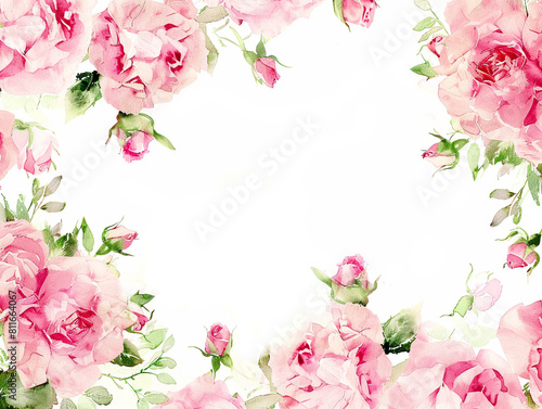 ピンクの薔薇のフレーム