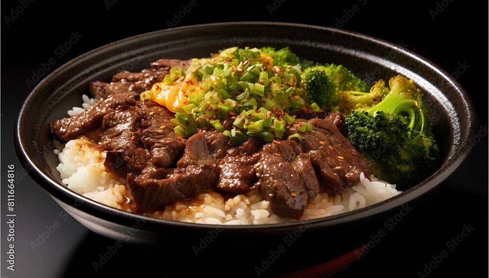 Bibimbap, Korean dish of mixed rice, vegetables, and meat, popular and iconic Korean food Bibimbap, Korean dish of mixed rice, vegetables, and meat, popular and iconic Korean food
