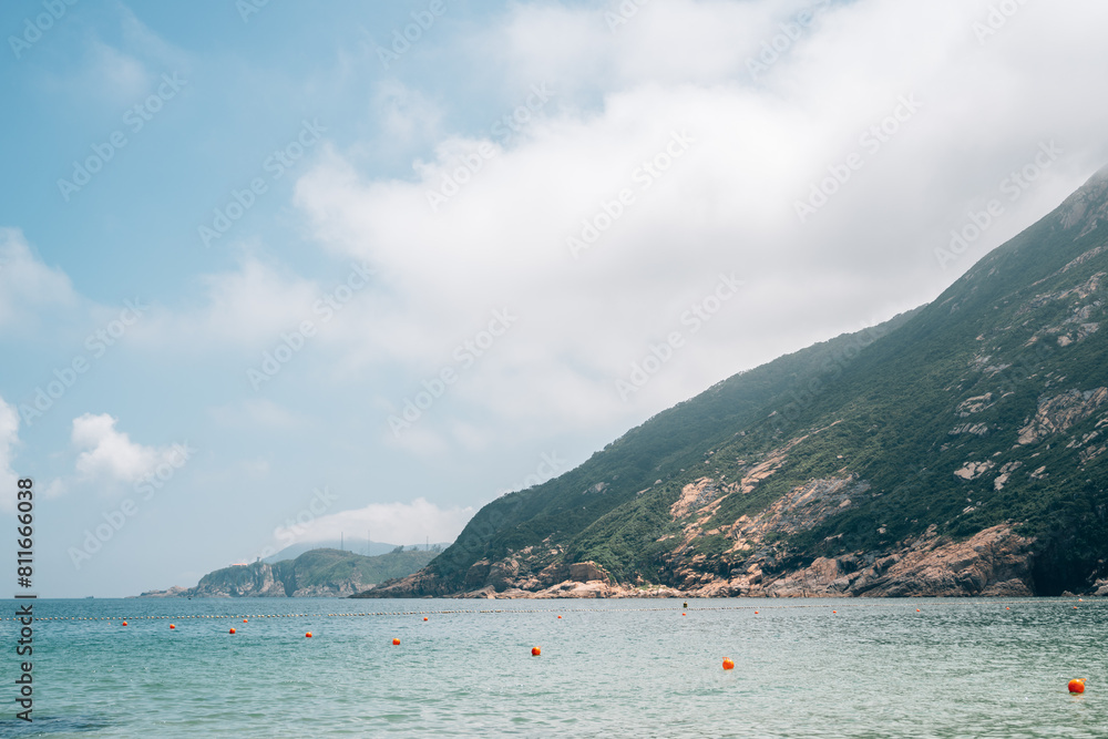 Shek O beach and mountain in Hong Kong