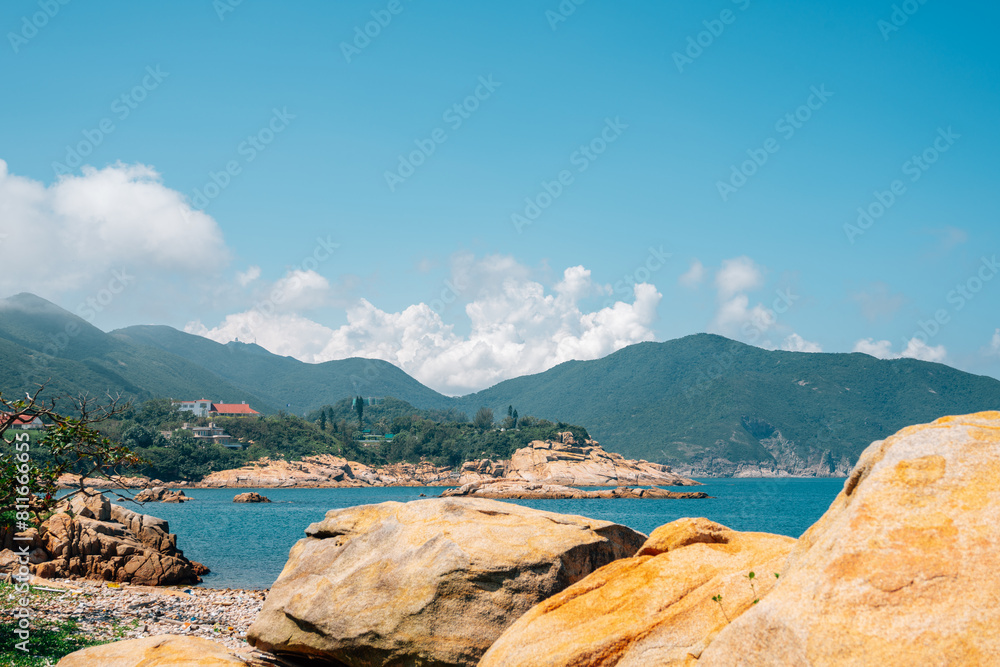 Shek O village Tai Tau Chau seascape in Hong Kong
