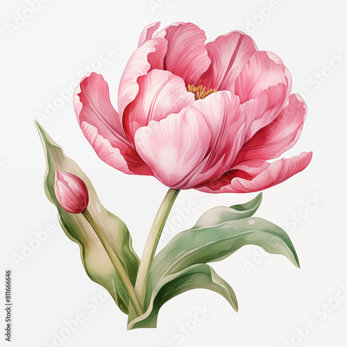 Wallpaper Mural Pastel tulip watercolor clipart illustration, isolated on white background. tulip bouquet in a vase illustration Torontodigital.ca