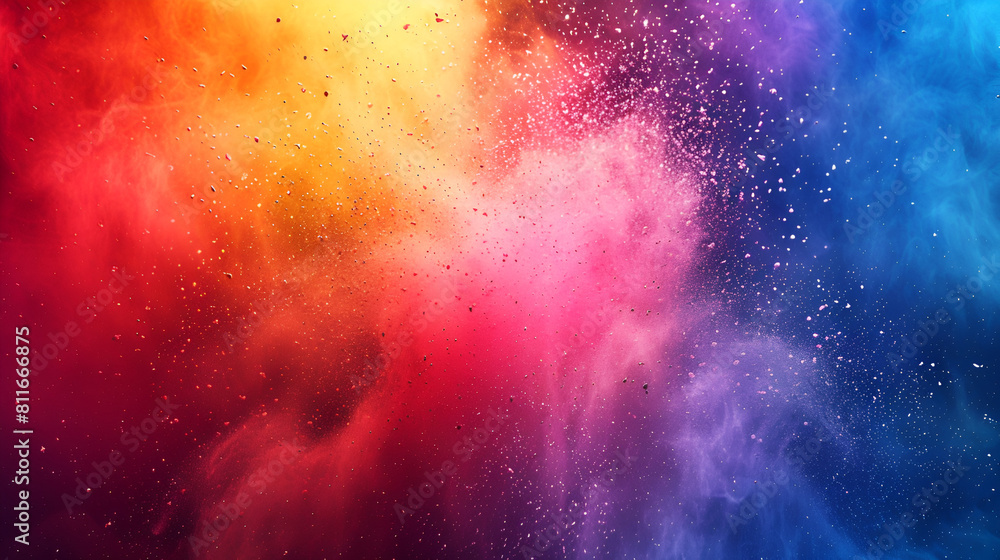 Fototapeta premium Colorful abstract background with light and color effects, dreamlike composition, colorful explosions, abstract colored dust explosion on a black background, abstract powder splatted background