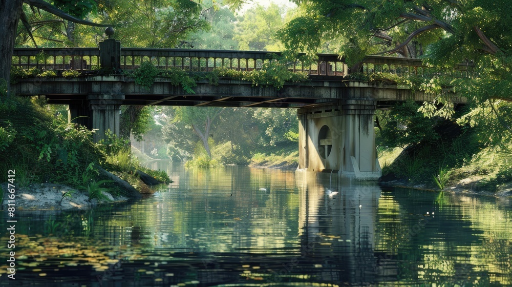 Fototapeta premium River Banks Connected by Bridge