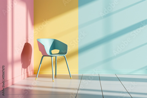 Pastel chair in modern colorful interior room