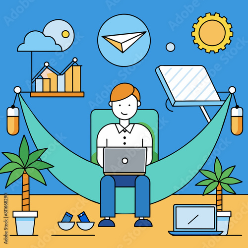 Remote Work from home illustration digital 