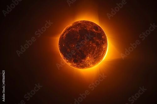 Solar eclipse in orange color Total eclipse of the Sun. The moon covers the sun in a solar eclipse