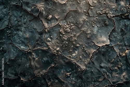 Close-Up View of Cracked Desert Soil. Generative AI