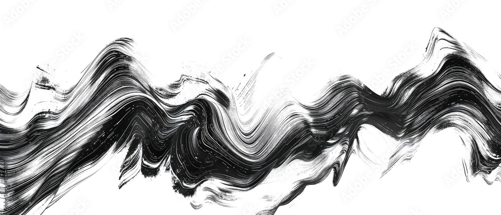 Fototapeta premium Ultrawide Black Chunky Brush Stroke Isolated On Transparent Background