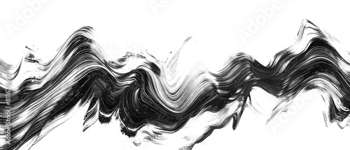 Ultrawide Black Chunky Brush Stroke Isolated On Transparent Background photo