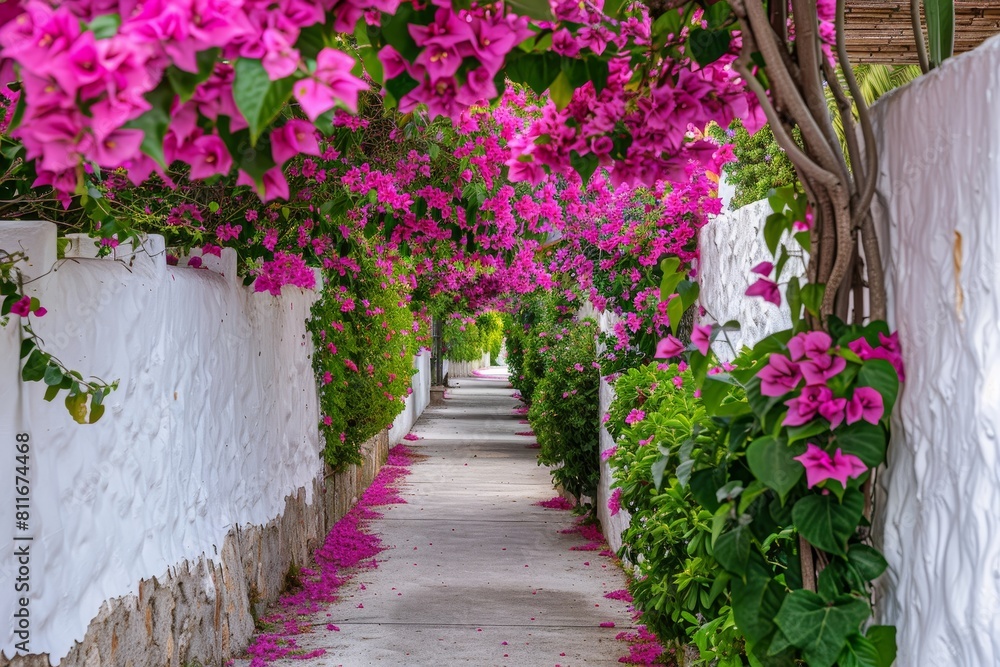 Vibrant floral archway along a peaceful garden pathway Vibrant floral archway along a peaceful garden pathway