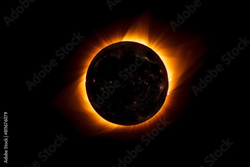 A solar eclipse. The total eclipse is caused when the sun, moon and earth align
