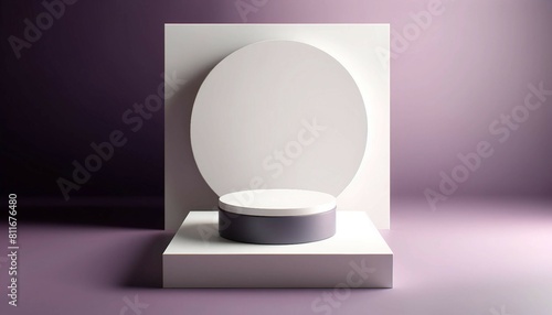 Minimalist Abstract Display with Circular Shapes and Soft Purple Gradient Background 