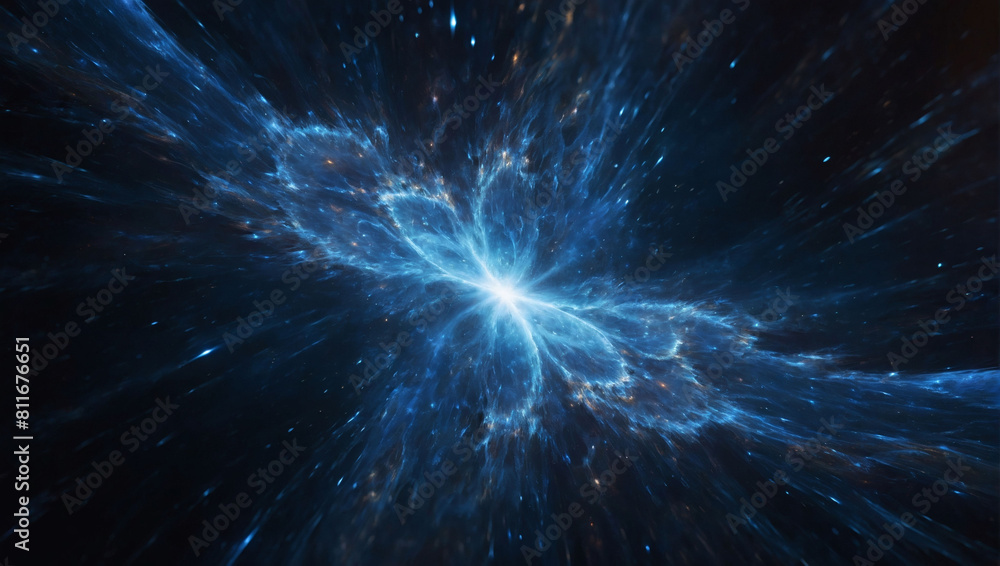 Enigmatic marvel, Blue Wing Nebula and th-dimensional fractal, cinematic lighting in HD.