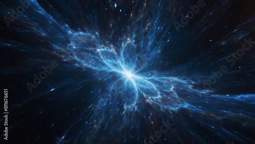 Enigmatic marvel, Blue Wing Nebula and th-dimensional fractal, cinematic lighting in HD.