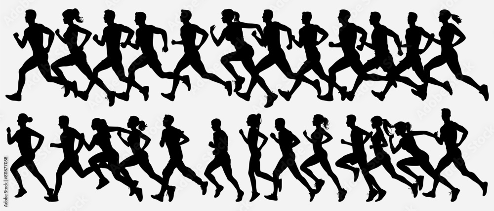 set of runner silhouette collection. set of runner silhouette collection.
