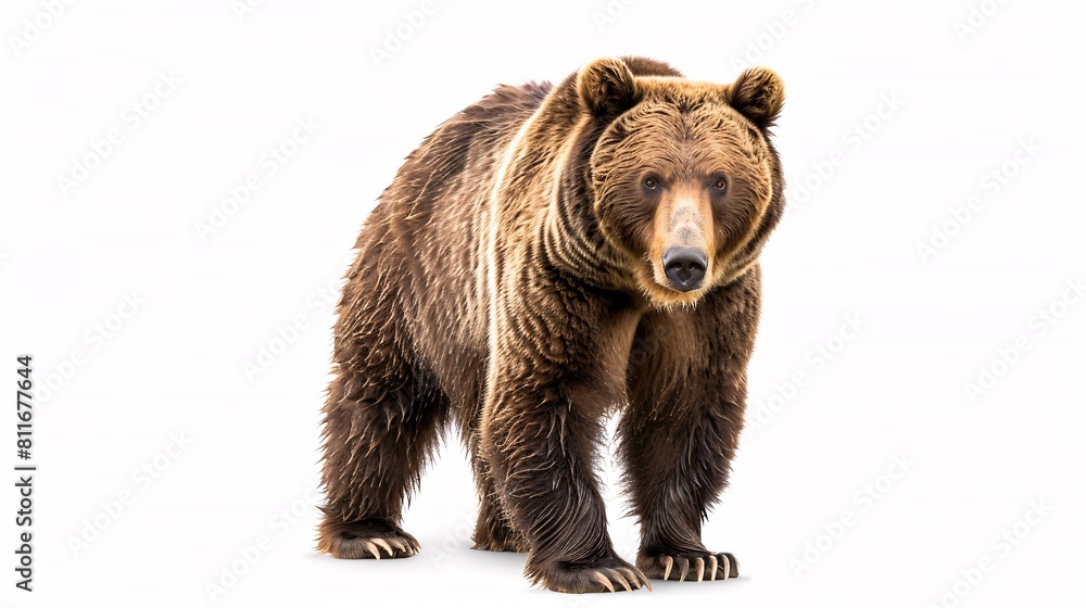 Fototapeta premium Solitary bear on blank canvas.