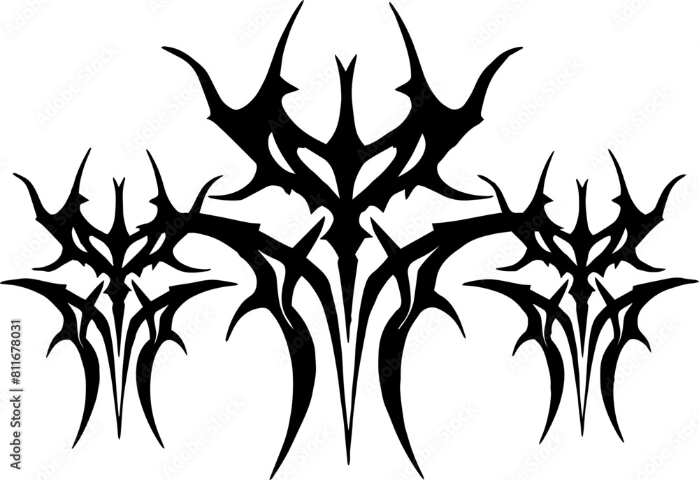 Obraz premium Unique Tribal Vector Shape - Gothic Y2K Sharp Element for Graphic Design and Artistic Project