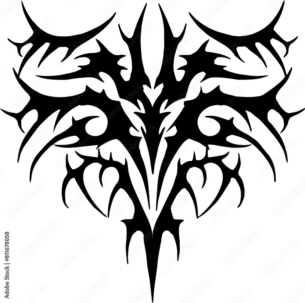 Obraz premium Unique Tribal Vector Shape - Gothic Y2K Sharp Element for Graphic Design and Artistic Project