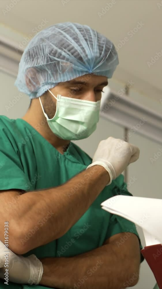 A surgeon consults with a nurse, analyzing medical procedures and ensuring coordination for optimal patient care A surgeon consults with a nurse, analyzing medical procedures and ensuring coordination for optimal patient care