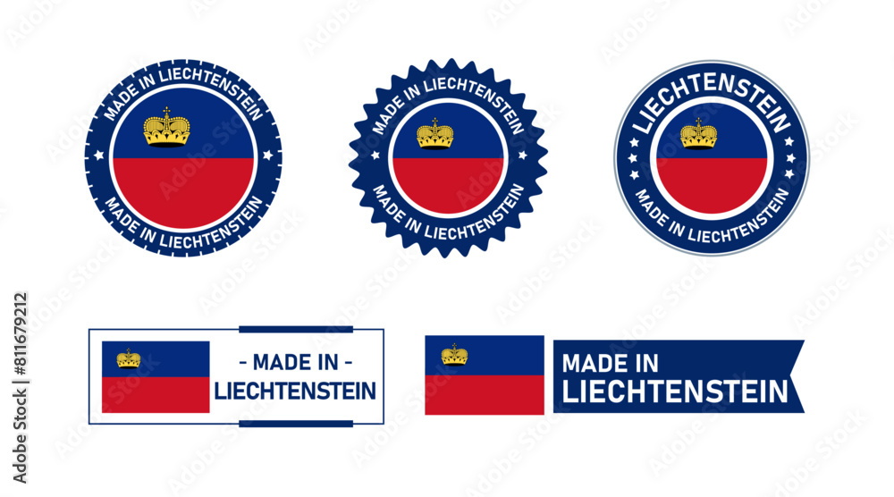 Naklejka premium Liechtenstein flag, Made in Liechtenstein. Tag, Seal, Stamp, Flag, Icon vector