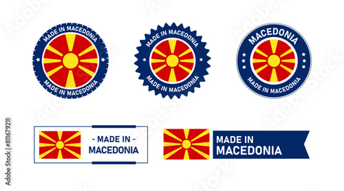 Macedonia flag, Made in Macedonia. Tag, Seal, Stamp, Flag, Icon vector