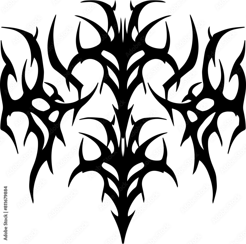 Obraz premium Unique Tribal Vector Shape - Gothic Y2K Sharp Element for Graphic Design and Artistic Project