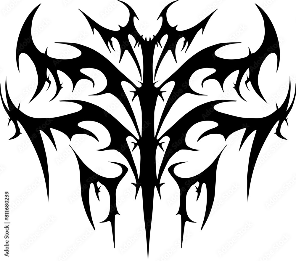 Obraz premium Unique Tribal Vector Shape - Gothic Y2K Sharp Element for Graphic Design and Artistic Project