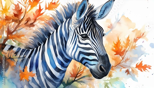 watercolor style design  design of a zebra