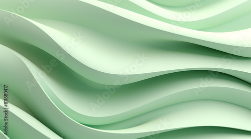 Green mint flowing waves with a smooth, silky texture create an abstract design for wallpapers or backgrounds