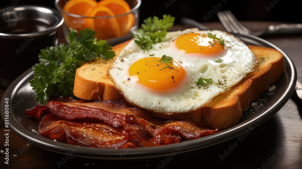 egg with bacon and toast egg with bacon and toast