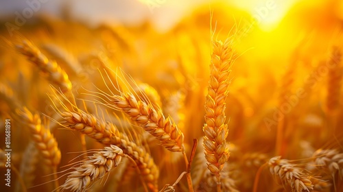 Wheat field, ears at sunset. photo