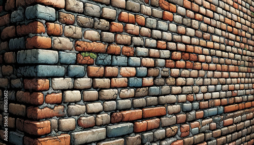 Comprehensive Detail of an Old Brick Wall: Full Canvas Exploration 