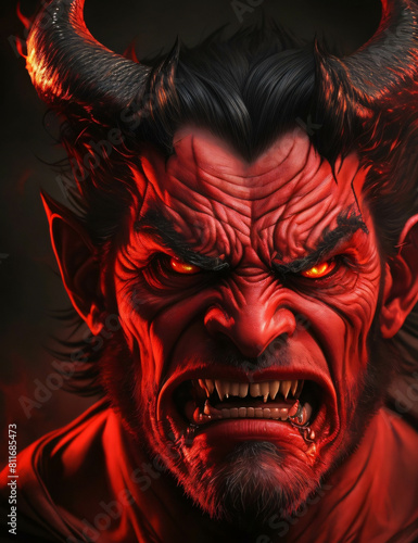 Devil, satan, demon, evil, lucifer, monster in hell and rage, super furious, super scary villain character